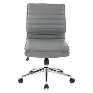 OSP Home Furnishings Armless Mid-back Faux Leather Office Chair with Lumbar Support and Chrome Base Charcoal SPX23592C-U42
