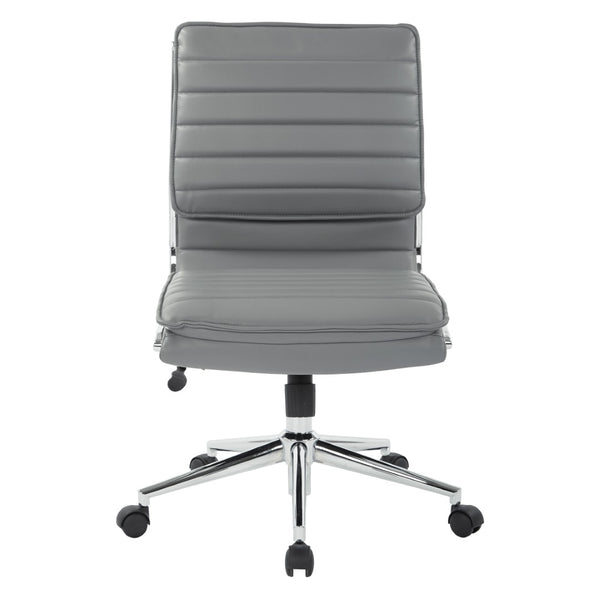OSP Home Furnishings Armless Mid-back Faux Leather Office Chair with Lumbar Support and Chrome Base Charcoal SPX23592C-U42
