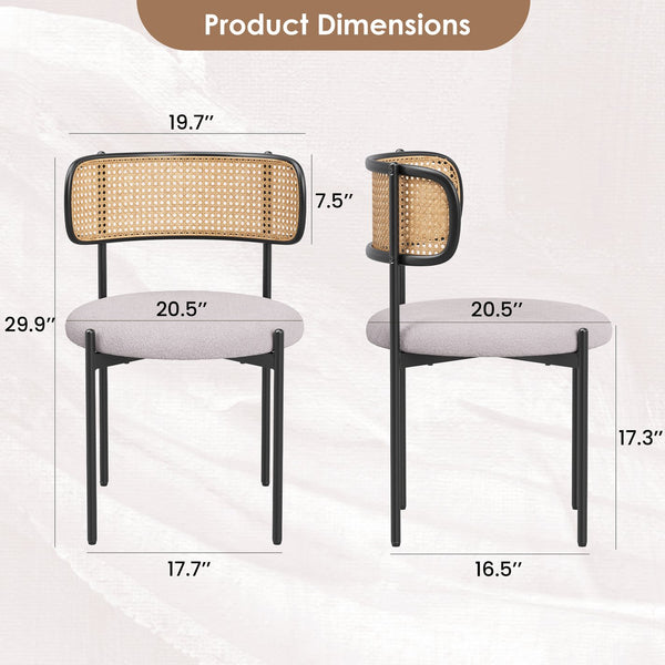 English Elm Modern Upholstered Dining Chairs Set Of 4 - Stylish Light Gray Rattan Accent Chairs With Metal Legs T3623P379700