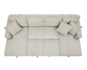 English Elm U U Shaped Sleeper Sofa with Pull-Out Bed and Hidden Chaise Storage, Plush Corduroy Comfort khaki W1417S00078