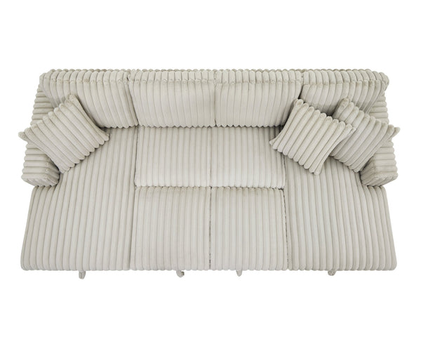 English Elm U U Shaped Sleeper Sofa with Pull-Out Bed and Hidden Chaise Storage, Plush Corduroy Comfort khaki W1417S00078