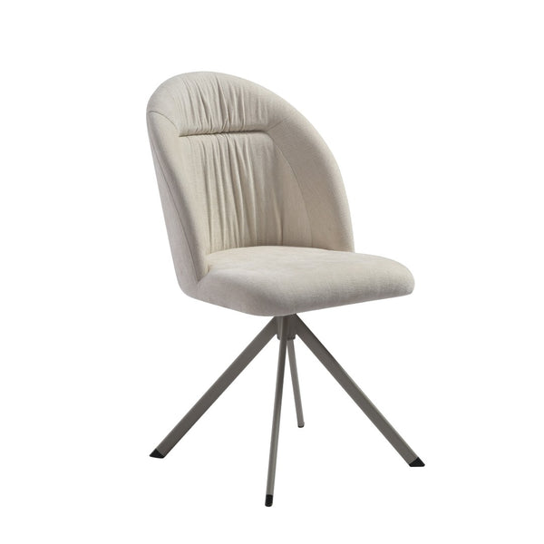 English Elm Hallie Swivel Upholstered Dining Chair Set Cream Fabric Ergonomic Curved Back for Two B2736P464807