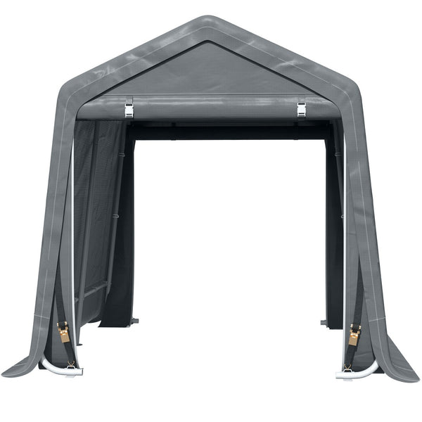 English Elm Outsunny Portable Carport Shelter with Steel Frame Anti-uv Pe Cover and Zipper Entry W2225P217230