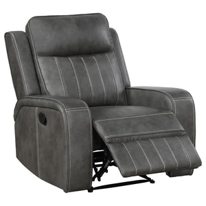 English Elm Forrest Grey Recliner Chair - Luxe Comfort With Modern Design, Plush Support & Easy-Clean Faux Leather B062P354047
