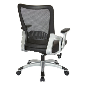 OSP Home Furnishings Screen Back Ergonomic Mesh Office Chair with Lumbar Support and Faux Leather Padded Seat EMH69216-U6