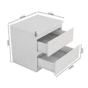 English Elm 19.7-inch Matte Finish Nightstand with Touch Release Drawers for Minimalist Bedrooms White W3151P407885