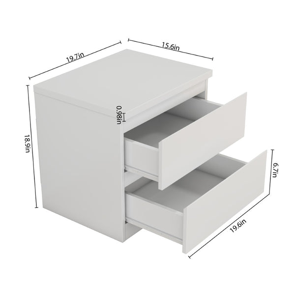 English Elm 19.7-inch Matte Finish Nightstand with Touch Release Drawers for Minimalist Bedrooms White W3151P407885