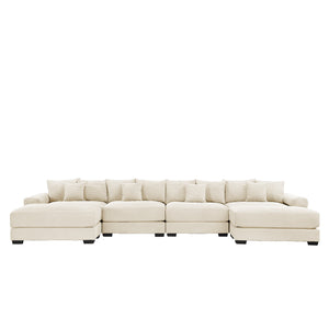 English Elm 170" Oversized Modular U-Shape Sectional Couch, Luxurious Corduroy & Ottoman, Deep Seats & Custom Configurations W714S01292