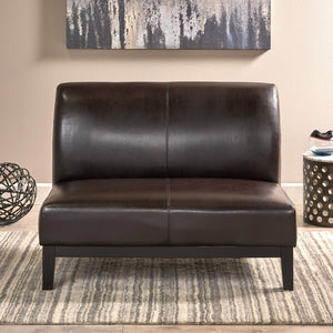 English Elm Love Seat Pu Leather Compact Loveseat with Tapered Rubberwood Legs for Apartments N771P262600W