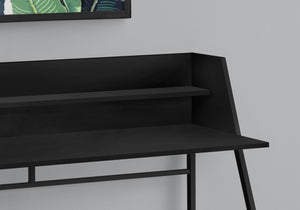 English Elm Computer Desk - Modern Black Laminate & Metal Workstation With Hutch For Home Office & Small Spaces B2710P219833