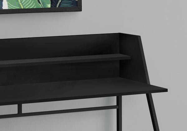 English Elm Computer Desk - Modern Black Laminate & Metal Workstation With Hutch For Home Office & Small Spaces B2710P219833