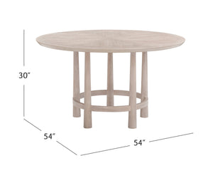 Basset Mirror Horizons Round Dining Table - Coastal Modern Design With Starburst Veneer, White Oak Finish & Elegance White Wood,White Oak Veneers 2533-700b-t
