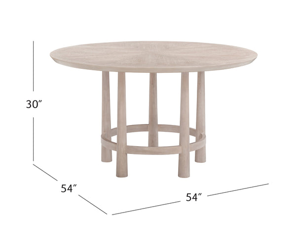 Basset Mirror Horizons Round Dining Table - Coastal Modern Design With Starburst Veneer, White Oak Finish & Elegance White Wood,White Oak Veneers 2533-700b-t