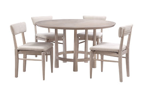 Basset Mirror Horizons Round Dining Table - Coastal Modern Design With Starburst Veneer, White Oak Finish & Elegance White Wood,White Oak Veneers 2533-700b-t