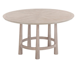 Basset Mirror Horizons Round Dining Table - Coastal Modern Design With Starburst Veneer, White Oak Finish & Elegance White Wood,White Oak Veneers 2533-700b-t