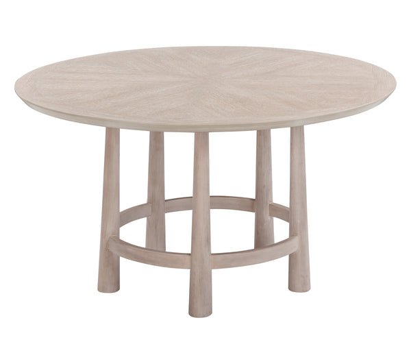 Basset Mirror Horizons Round Dining Table - Coastal Modern Design With Starburst Veneer, White Oak Finish & Elegance White Wood,White Oak Veneers 2533-700b-t
