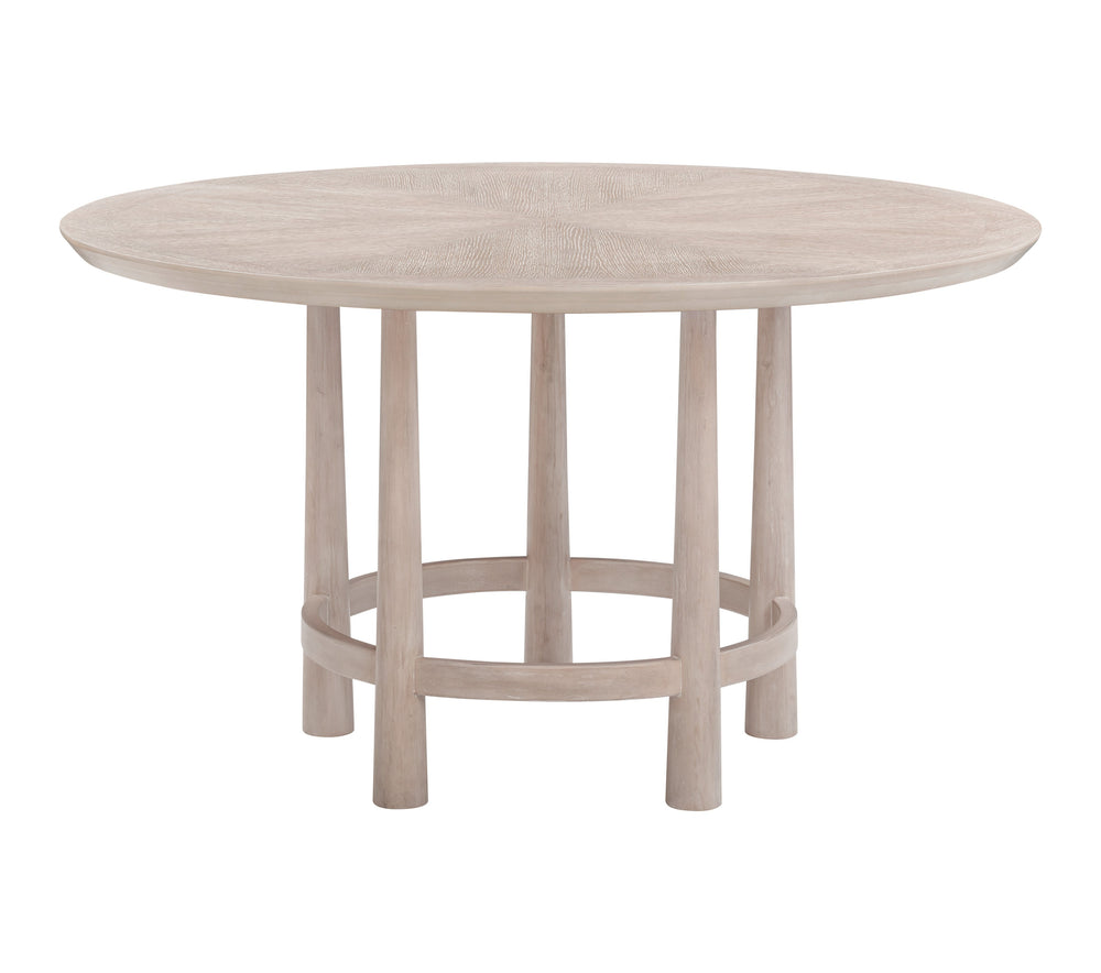 Basset Mirror Horizons Round Dining Table - Coastal Modern Design With Starburst Veneer, White Oak Finish & Elegance White Wood,White Oak Veneers 2533-700b-t