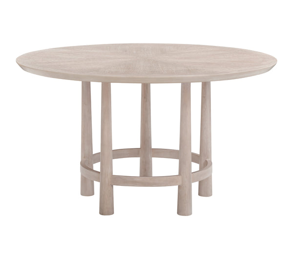 Basset Mirror Horizons Round Dining Table - Coastal Modern Design With Starburst Veneer, White Oak Finish & Elegance White Wood,White Oak Veneers 2533-700b-t