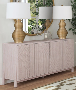 Basset Mirror Horizons Server - Modern Coastal Design With Cerused White Oak Finish And Ample Storage Space White Wood,White Oak Veneers 2533-dr-576