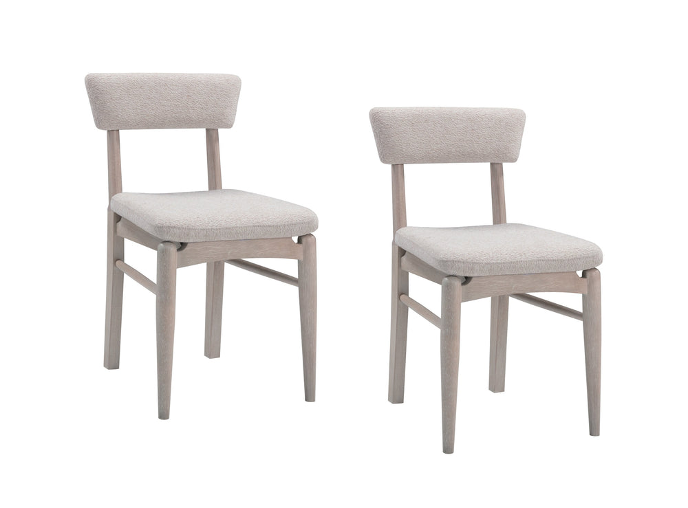 Basset Mirror Horizons Modern Dining Chair Set Of 2 - Coastal Elegance With Cerused White Oak & Taupe Fabric White Wood,100% Polyester Fabric 2533-dr-800-2