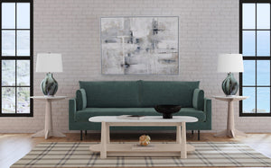 Basset Mirror Horizons Cocktail Table - Modern Coastal Elegance With Unique Marble Top & Functional Design Elements White Wood,Stone 2533-lr-100