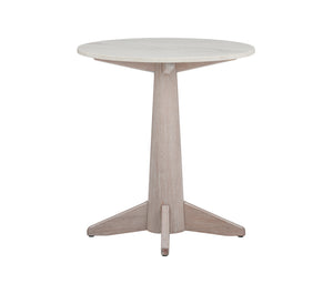 Basset Mirror Horizons Modern Coastal End Table With White Marble Top & Solid Wood Base – Timeless Elegance White Wood,Stone 2533-lr-200