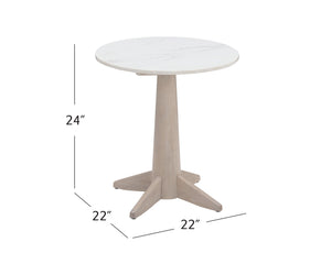 Basset Mirror Horizons Modern Coastal End Table With White Marble Top & Solid Wood Base – Timeless Elegance White Wood,Stone 2533-lr-200