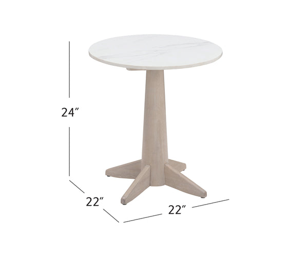 Basset Mirror Horizons Modern Coastal End Table With White Marble Top & Solid Wood Base – Timeless Elegance White Wood,Stone 2533-lr-200