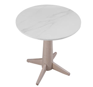 Basset Mirror Horizons Modern Coastal End Table With White Marble Top & Solid Wood Base – Timeless Elegance White Wood,Stone 2533-lr-200