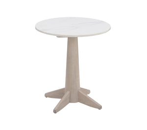 Basset Mirror Horizons Modern Coastal End Table With White Marble Top & Solid Wood Base – Timeless Elegance White Wood,Stone 2533-lr-200