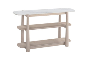 Basset Mirror Horizons Console Table - Modern Coastal Elegance With Unique White Marble Top And Stylish Storage Solutions White Wood,Stone 2533-lr-400