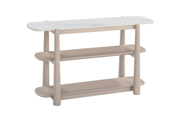Basset Mirror Horizons Console Table - Modern Coastal Elegance With Unique White Marble Top And Stylish Storage Solutions White Wood,Stone 2533-lr-400