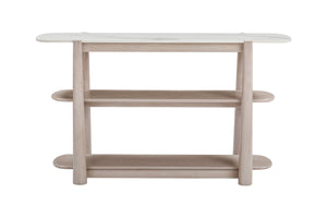 Basset Mirror Horizons Console Table - Modern Coastal Elegance With Unique White Marble Top And Stylish Storage Solutions White Wood,Stone 2533-lr-400