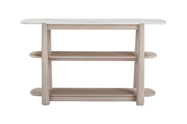 Basset Mirror Horizons Console Table - Modern Coastal Elegance With Unique White Marble Top And Stylish Storage Solutions White Wood,Stone 2533-lr-400