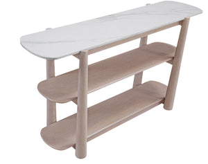 Basset Mirror Horizons Console Table - Modern Coastal Elegance With Unique White Marble Top And Stylish Storage Solutions White Wood,Stone 2533-lr-400