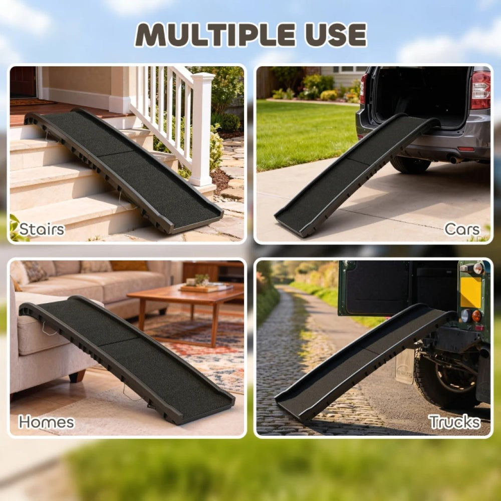 English Elm Pet Foldable Dog Car Ramp with Traction Surface and Guardrails for Suvs and High Beds T3971P455761