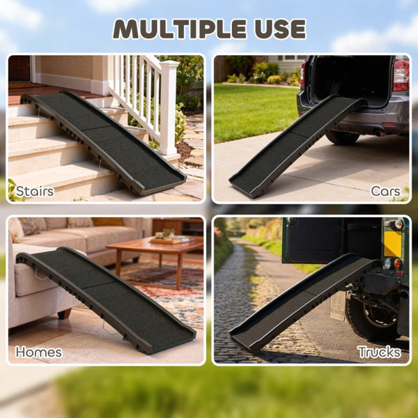 English Elm Pet Foldable Dog Car Ramp with Traction Surface and Guardrails for Suvs and High Beds T3971P455761