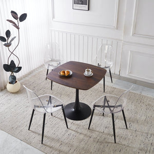 English Elm 1+4,5pieces Mid-century Dining Set Mdf Top Metal Base Seats Six Open Floor Space W3766S00003