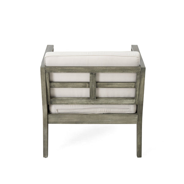 English Elm Christopher Knight Home® - 4-Pieces Acacia Wood Patio Furniture Set with Grey Rope & Beige Cushions, Weatherproof Deep Seating Set N780P171148F