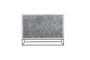 Basset Mirror Magnolia Bar Cabinet - Modern Bohemian Design With Unique Mango Wood And Bone Detailing,  Stylish Storage White Wood,Bone,Metal,Mdf 2535-lr-508