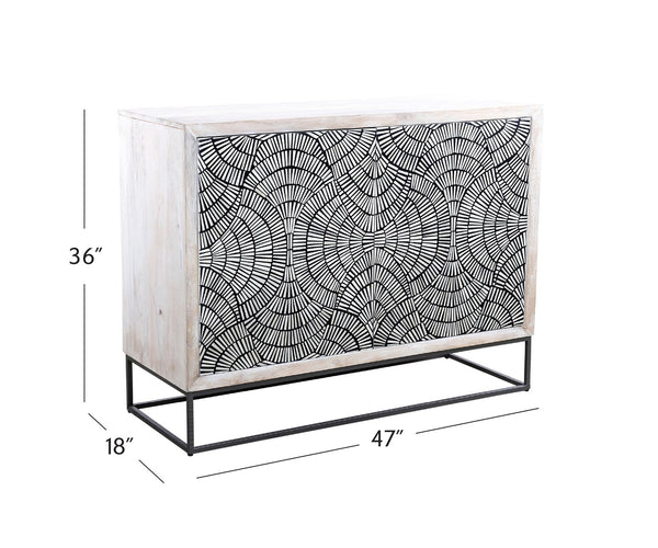 Basset Mirror Magnolia Bar Cabinet - Modern Bohemian Design With Unique Mango Wood And Bone Detailing,  Stylish Storage White Wood,Bone,Metal,Mdf 2535-lr-508