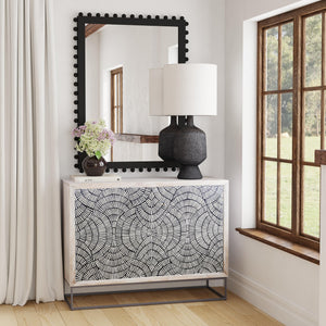 Basset Mirror Magnolia Bar Cabinet - Modern Bohemian Design With Unique Mango Wood And Bone Detailing,  Stylish Storage White Wood,Bone,Metal,Mdf 2535-lr-508