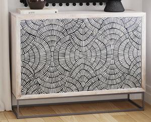 Basset Mirror Magnolia Bar Cabinet - Modern Bohemian Design With Unique Mango Wood And Bone Detailing,  Stylish Storage White Wood,Bone,Metal,Mdf 2535-lr-508