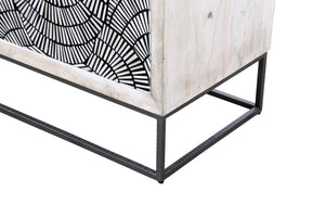 Basset Mirror Magnolia Bar Cabinet - Modern Bohemian Design With Unique Mango Wood And Bone Detailing,  Stylish Storage White Wood,Bone,Metal,Mdf 2535-lr-508