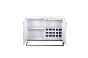 Basset Mirror Magnolia Bar Cabinet - Modern Bohemian Design With Unique Mango Wood And Bone Detailing,  Stylish Storage White Wood,Bone,Metal,Mdf 2535-lr-508