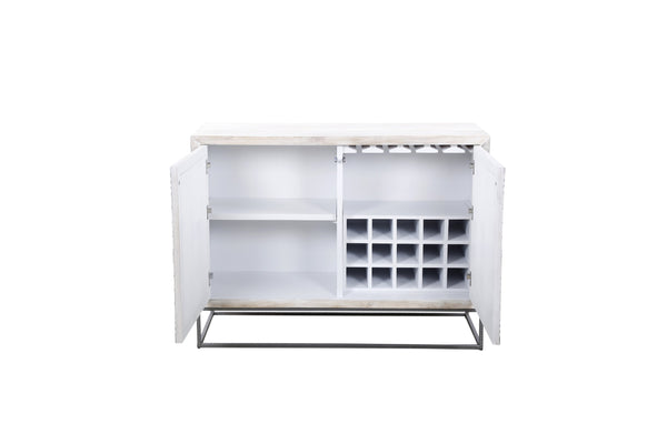 Basset Mirror Magnolia Bar Cabinet - Modern Bohemian Design With Unique Mango Wood And Bone Detailing,  Stylish Storage White Wood,Bone,Metal,Mdf 2535-lr-508