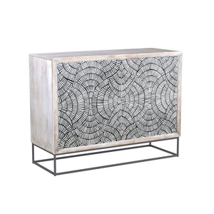 Basset Mirror Magnolia Bar Cabinet - Modern Bohemian Design With Unique Mango Wood And Bone Detailing,  Stylish Storage White Wood,Bone,Metal,Mdf 2535-lr-508