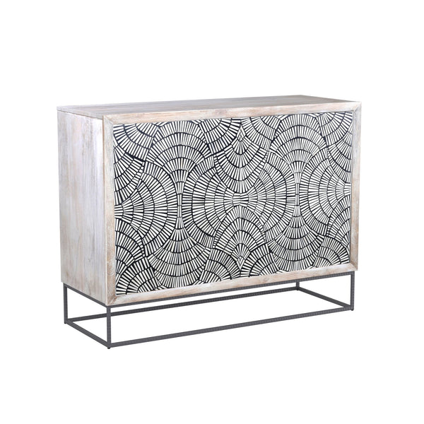 Basset Mirror Magnolia Bar Cabinet - Modern Bohemian Design With Unique Mango Wood And Bone Detailing,  Stylish Storage White Wood,Bone,Metal,Mdf 2535-lr-508
