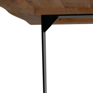English Elm Delta Delta Dining Table handcrafted solid acacia wood 72"x36" live edge top with black iron legs durable finish Natural B136P203499