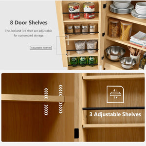 English Elm K&k Farmhouse Pantry Cabinet 72 Inch Tall Mdf Cupboard with Adjustable Shelves Natural N707S000021Y